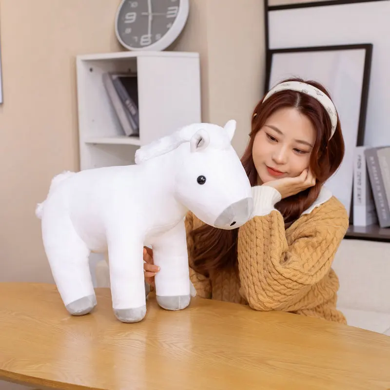 60/80cm Kawaii Sitting Horse Plush Toy Soft New Animal Pillow Cushion Doll Boyfriend Birthday Gift Home Decoration