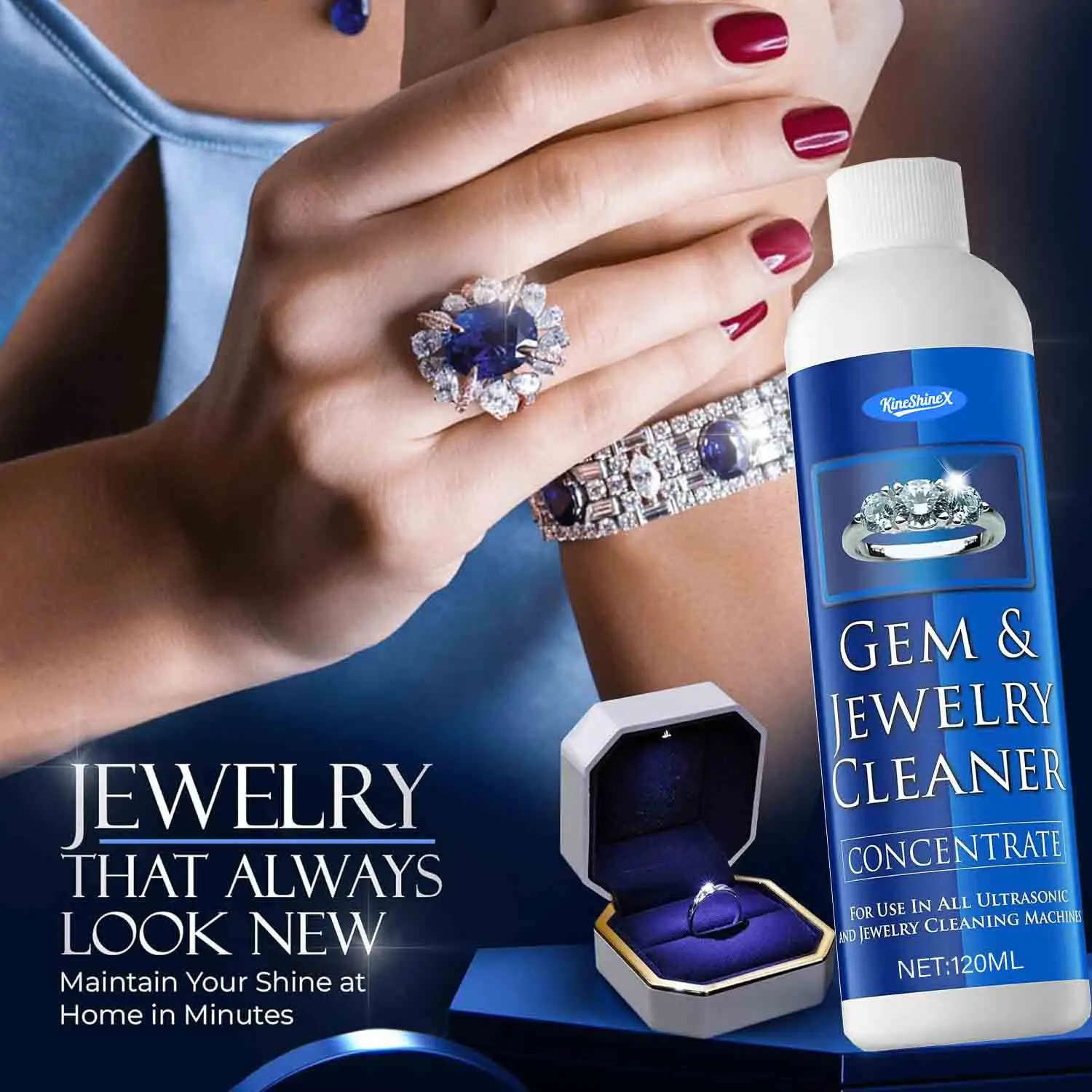 2026 New Gem Jewelry Cleaner Concentrate for Ultrasonic Machine Cleaner Use Liquid To Clean Gold Silver Watches Diamonds, 120ml