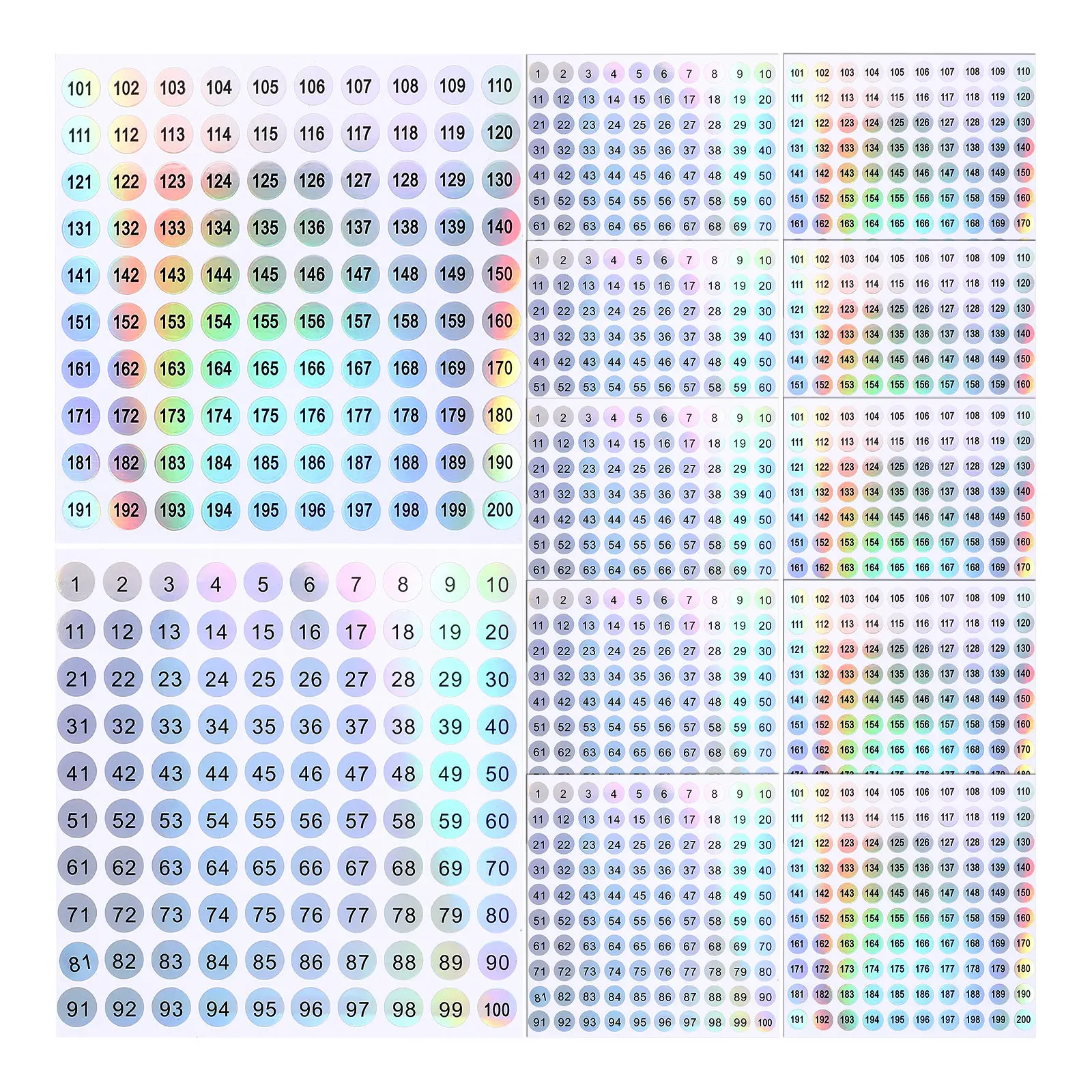 

20 Sheets Multi-Use Number Stickers Round Digital Sticker Labels for DIY Manual Counting Classroom Office Home Party Sports