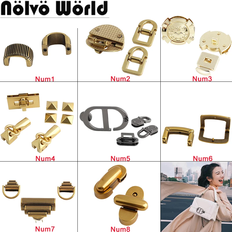 

Dull Gold,Old Gold Metal Press Locks Clasp For Women DIY Handbags Purse Bags Turn Locks Side Clip Buckles Hardware Accessories