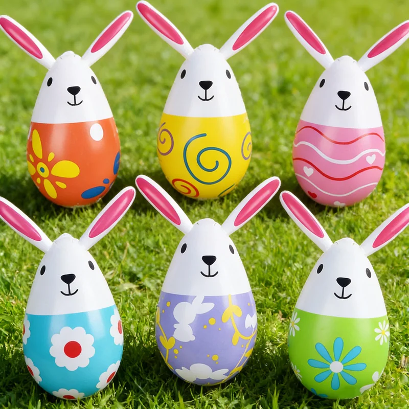 3PCS PVC Easter Rabbit Easter Egg Balloon Decoration Courtyard Ornament Easter Toys Inflatable Easter Eggs for Home