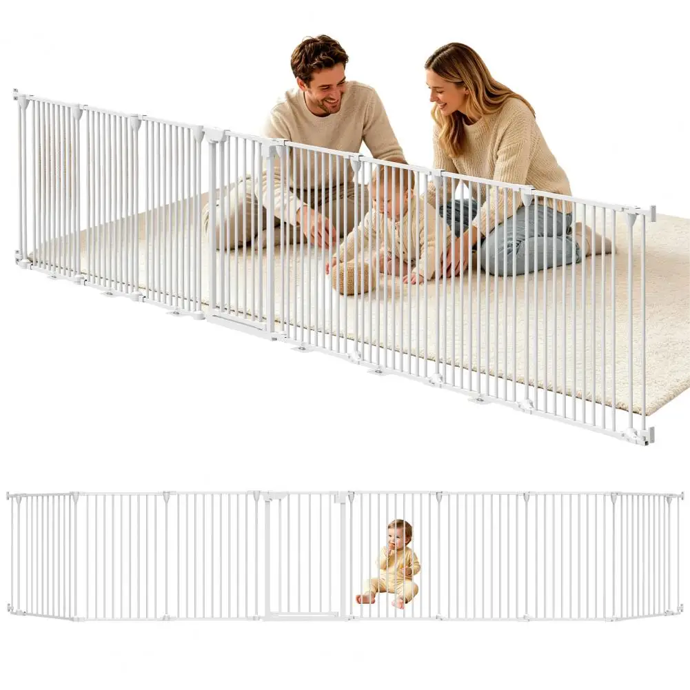 Extra Wide Baby Gate Extra Wide Pet Safety Gate with Auto Door Foldable Baby Fence Barrier for Stairs Doorways Hardware for Kids