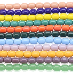 35Pcs/Lot 8x10mm Solid Glass Beads Colorful Jujube Shape Spacer Loose Oval Beads For Making Diy Phone Chains Garment Decor