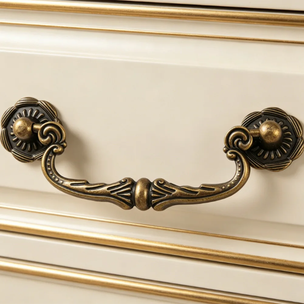 Vintage 86mm Cabinet Pulls Set of 2 Chinese Style Drawer Handles Alloy Material for Kitchen Bathroom Furniture Upgrades