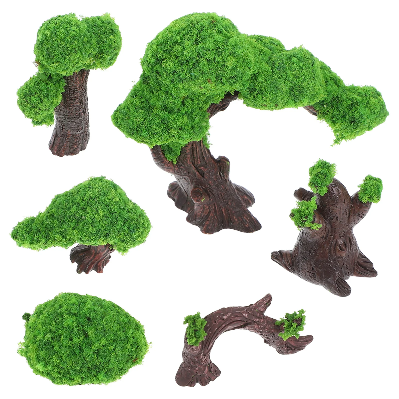 

6pcs Miniature Garden Decoration Artificial Moss Micro Landscape Decor For Terrarium Trees Fake Outdoor Plants