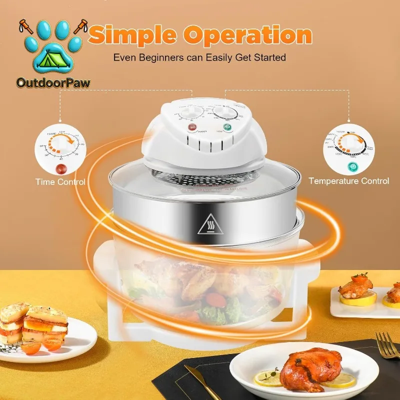 Turbo Air Fryer 18QT 1400W Large Convection Oven Countertop Glass Containers with Lids Temperature Control 32℉-482℉