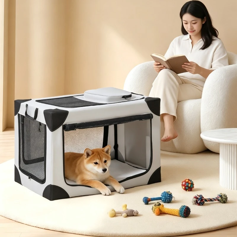 Foldable Pet Crate Breathable Portable Dog Travel Cage Indoor Outdoor Collapsible Dogs Kennel Multi‑Door Soft Cats Dogs Carrier
