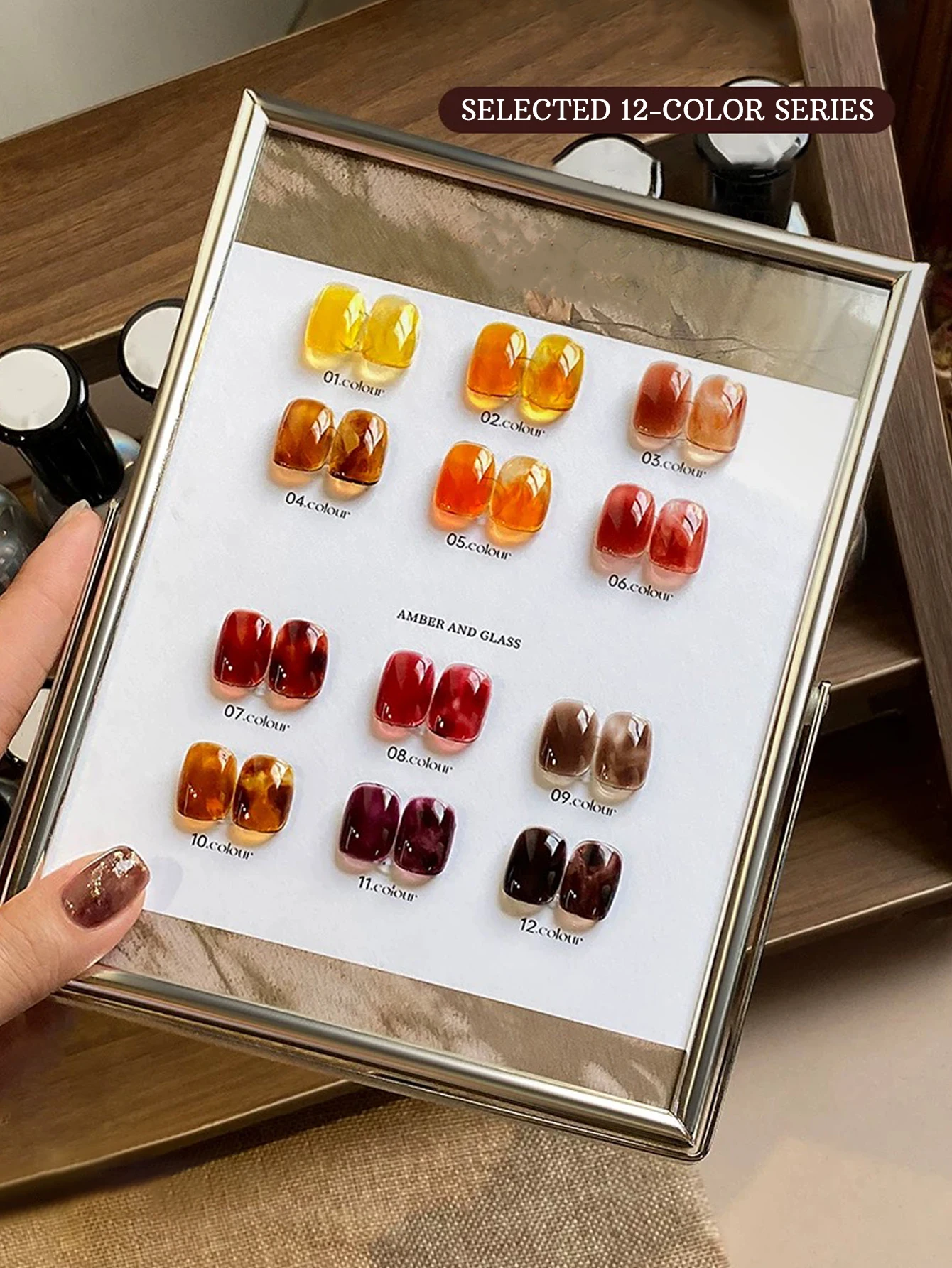 

1/12PCS 2026 Autumn and Winter Nail Art Women's Supplies Salon Set Autumn Caramel Amber Pumpkin Color Gel Nail Polish