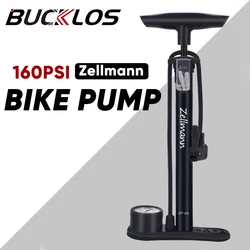 BUCKLOS Zellmann Bicycle Pump 160PSI Road Mountain Bike Air Pump with Gauge Presta Schrader Valve Tire Inflator Cycling Tools