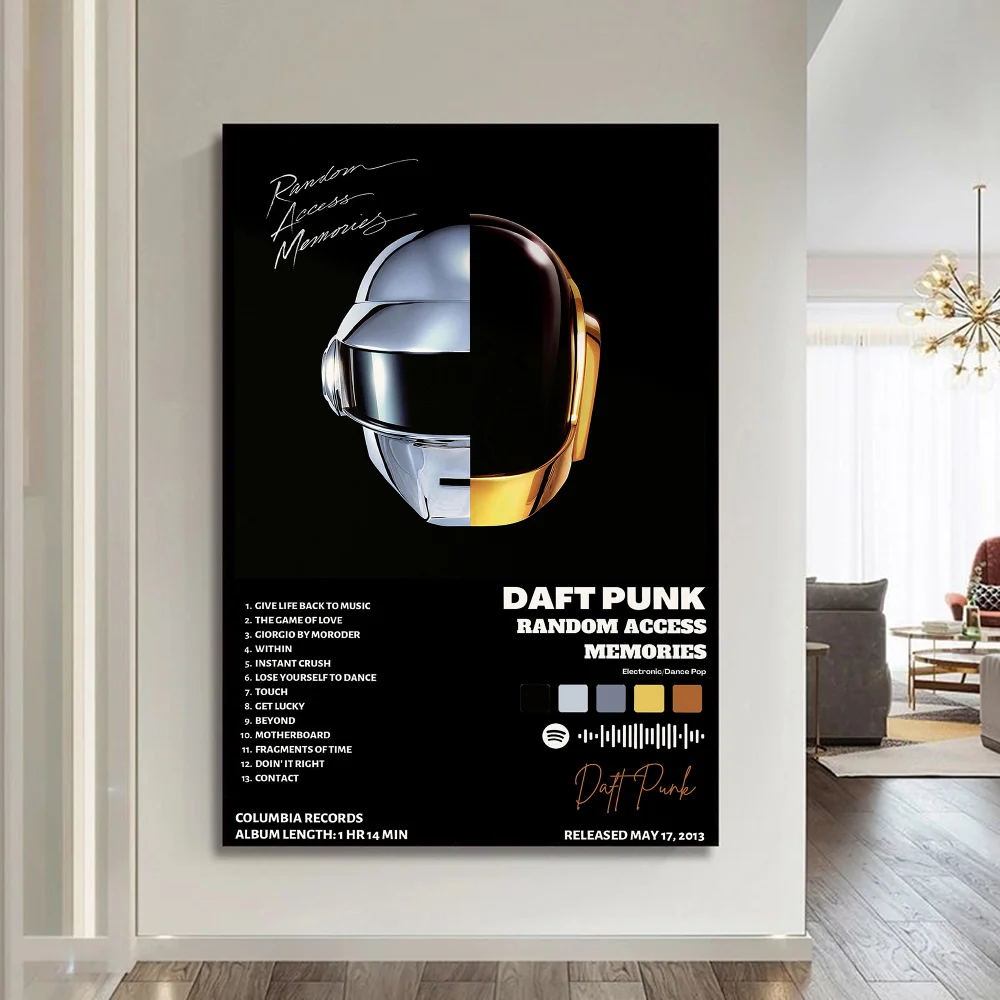 Around The World Daft Punk Classic Vintage Posters Whitepaper Prints Posters Artwork Kawaii Room Decor