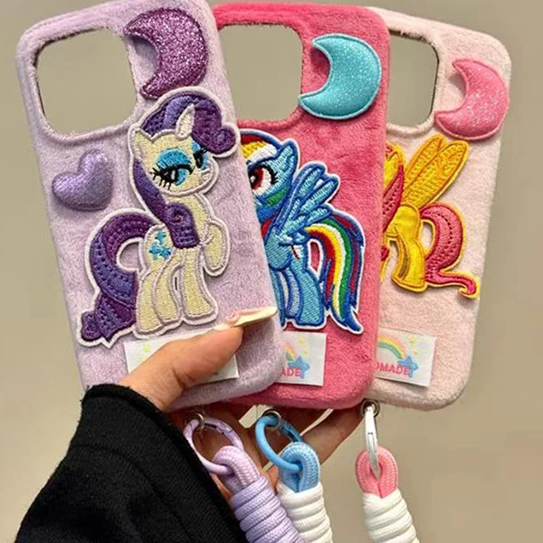 Kawaii Hasbro My Little Pony Twilight Sparkle Phone Case Rainbow Dash Suitable for 16 15 Pro Max Plush Anti Drop ProtectiveCover