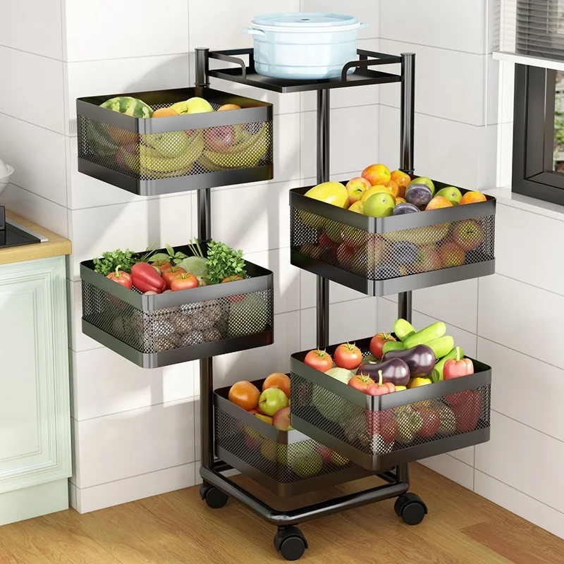

Heavy Duty Storage Holders Racks Rotatable Metal Kitchen Storage Utility Cart