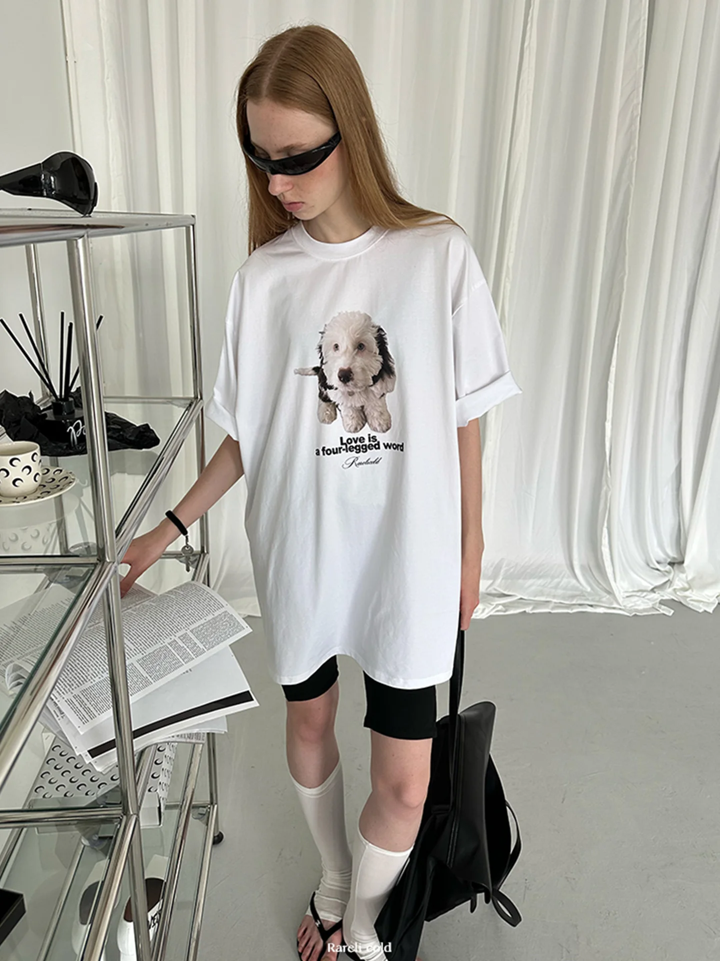 

Футболка Rorio Rarelicold с принтом собаки, белая, хлопковая, дышащая, влагоотводящая, летняя, свободного кроя