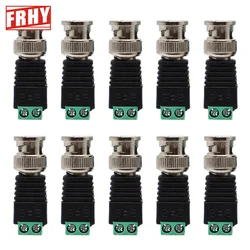 10pcs BNC Male Balun Converter, Cat5 to BNC & BNC to 2 Screw Terminals, CCTV Surveillance Adapter High Quality for Video Systems