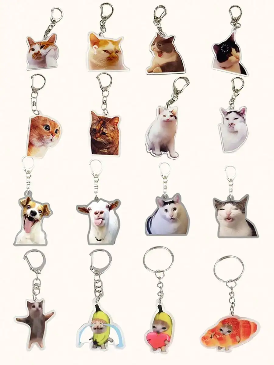 

Acrylic cat emoticon keychain set – funny crying cat charm for wallet car bag lanyard zipper pendant creative daily accessory gi