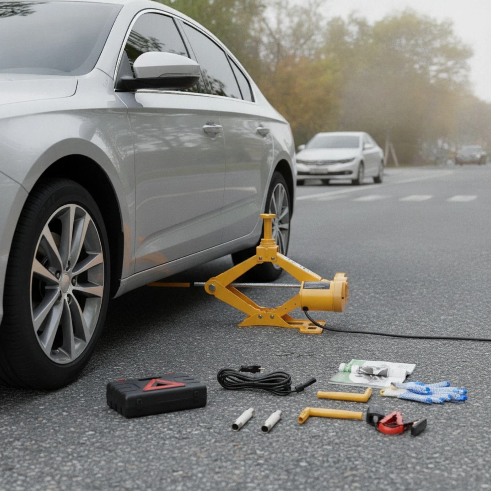 Electric Scissor Jack 12V Car Jack Kit with Carry Case Vehicle Lift Portable Compact for Drivers, Roadside Emergencies, Garage