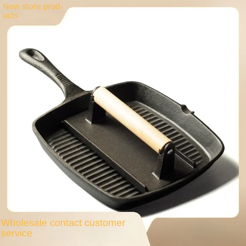 

Steak Frying Pan 24/26cm Non Stick Folding Steak Pot Stripe Square with Meat Pressure Plate Grill Kitchen Tools Cooking Pot