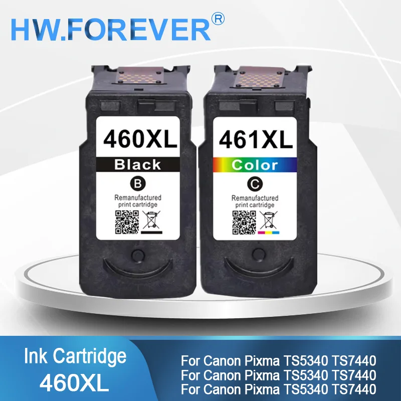 

Совместимый картридж PG460 CL461 460XL 461XL, восстановленный для Canon Pixma TS5340 TS7440, чернильный картридж для принтеров