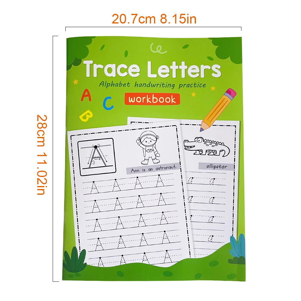 Kids Learning Letters Early Education Writing Exercise Workbook Alphabet Handwritting Practice Book Trace Letters Montessori 52P