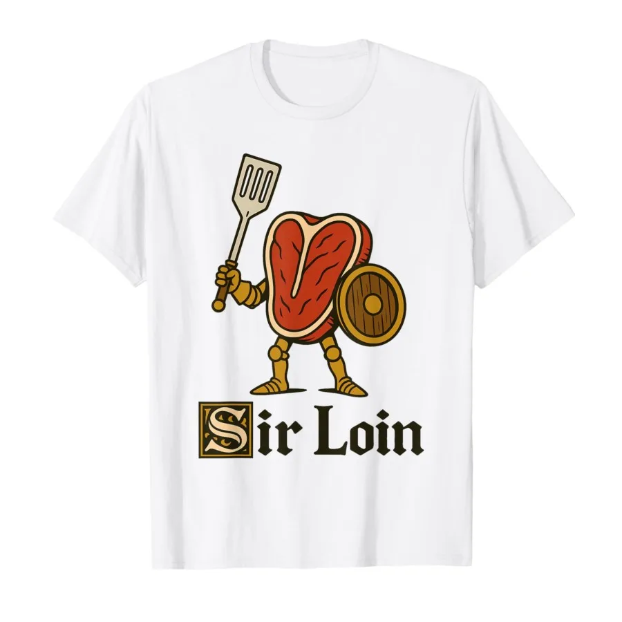 Sir Loin Funny Sirloin Knight Pun Steak Meme T-shirt Men Women 100% Cotton T Shirts Short Sleeve Tops P409