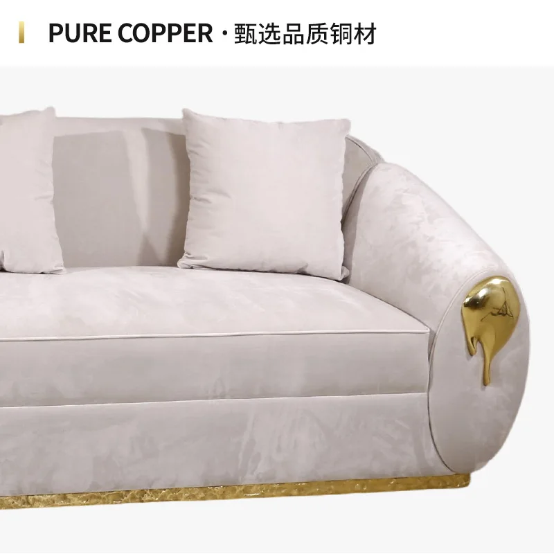LH light luxury large apartment combination sofa high-end villa living room curved soft bag sofa