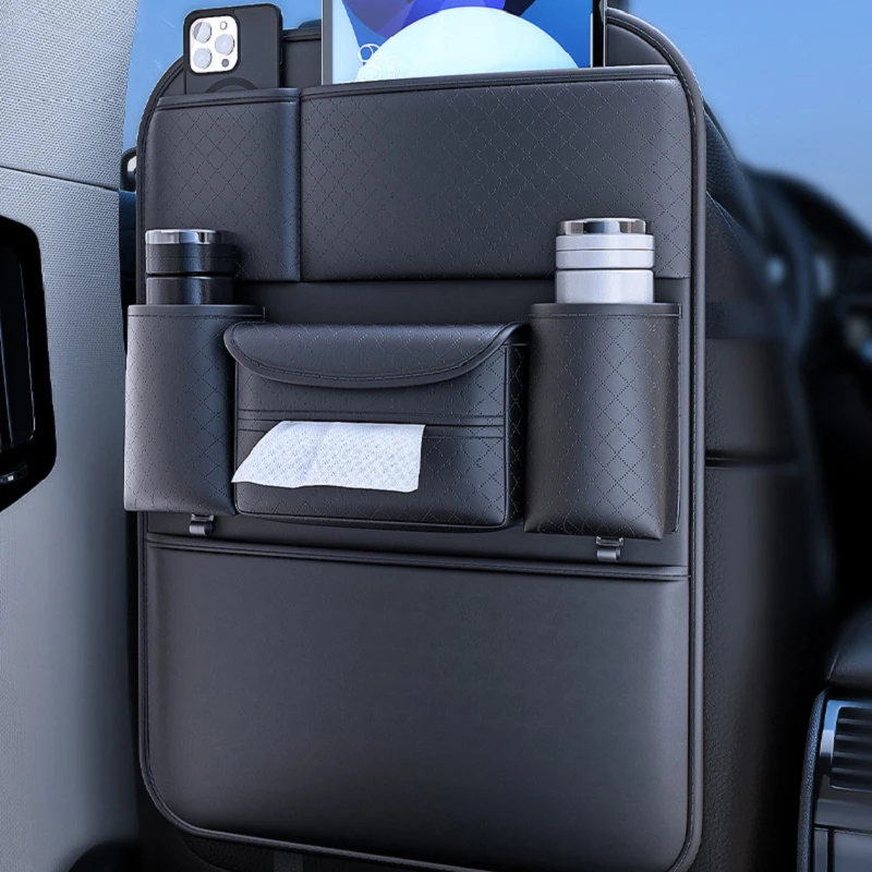 

Car Seat Back Storage Bag Wear-Resistant Car Backseat Organizer Tissue Cup Holder Waterproof Anti-Kick Pad