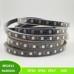 DC24V 5m WS2811 pixel Led Strip light Addressable 30/48/60leds/m full color 2811 IC 5050 RGB led lamp Tape decoration