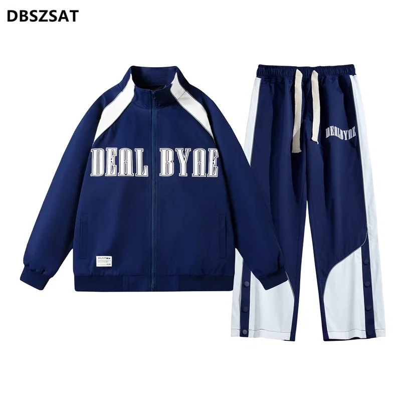 

2028 XKK Sweater suit Spring and autumn sports casual trousers two-piece fashion fatso loose overalls large men's coat