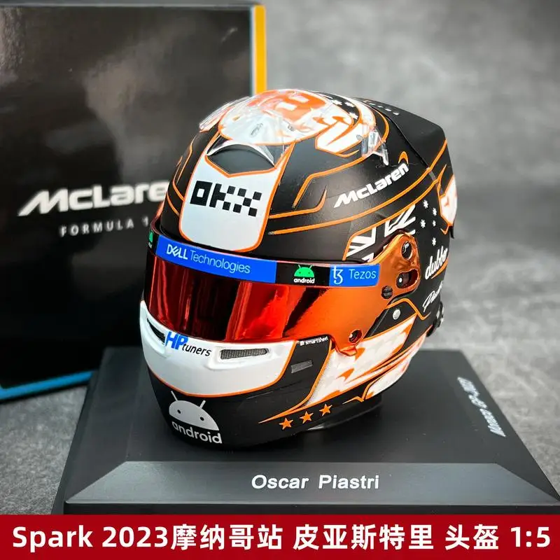 New In Stock Spark 1:5 Mcl60 Piastri f1 2023 Monaco Grand Resin Helmet Model Miniature Diecast Ornaments Custom Toys Kids Gift