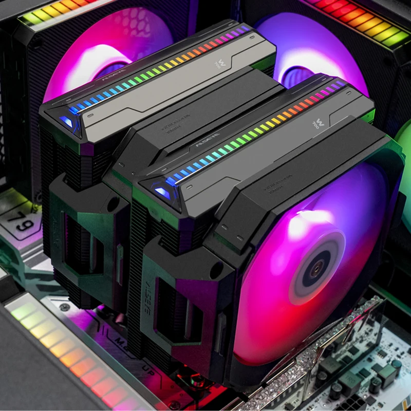 Imagem -05 - Rgb Cpu Cooler Heat Pipes Torres Gêmeas Suporte de Alto Desempenho Lga1700 115x 1200 2011 Tomada Amd Novo 2024 Alseye-w700