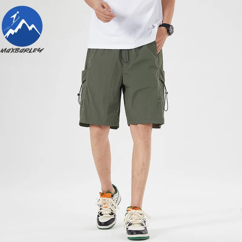 

Мужские шорты-карго Maxbarley, повседневные спортивные рабочие шорты с эластичной резинкой на талии, новинка лета 2026, тонкие дышащие спортивные шорты для кемпинга, мужские