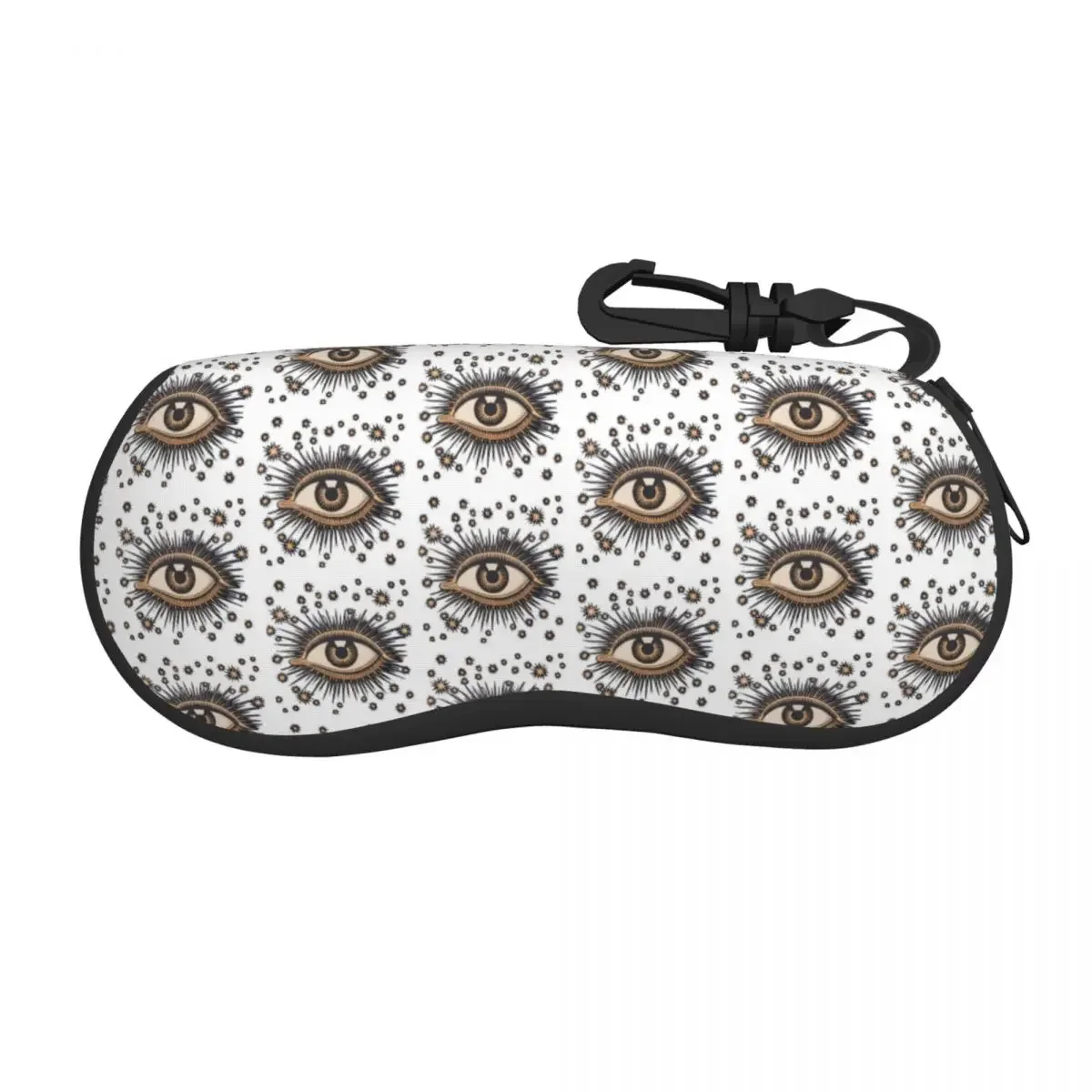 Vintage Turkish Evil Eye Sunglasses Case Neoprene Zipper Nazar Amulet Boho Shell Eyeglass Case Protective Box For Glasses