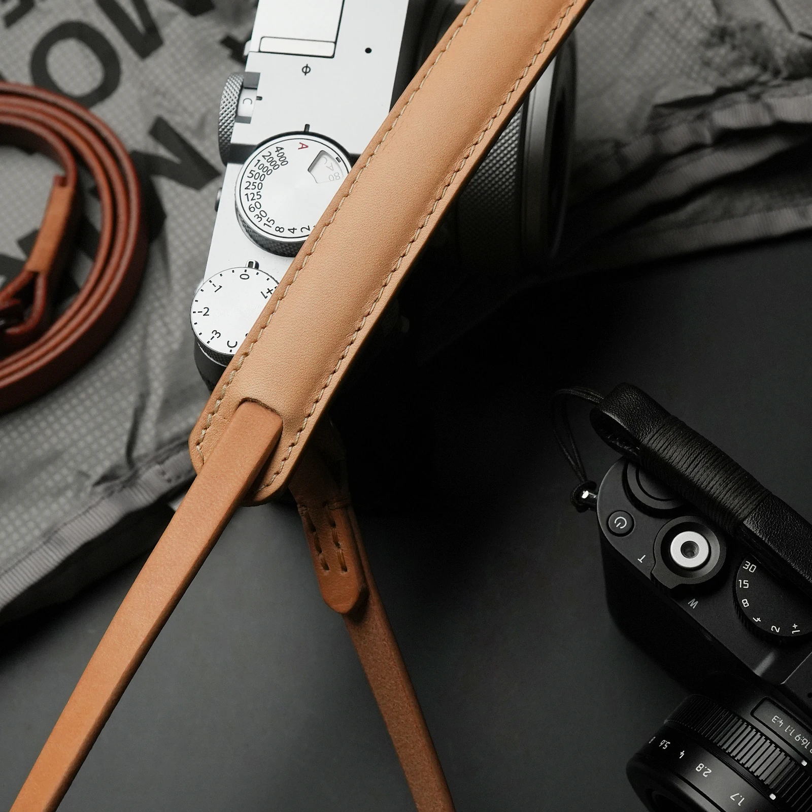 MRSTONE Pflanzlich gegerbter Leder-Kamera-Schultergurt, handgefertigter echter Kamera-Handgelenkriemen für Fujifilm, SONY, Leica Kamera.