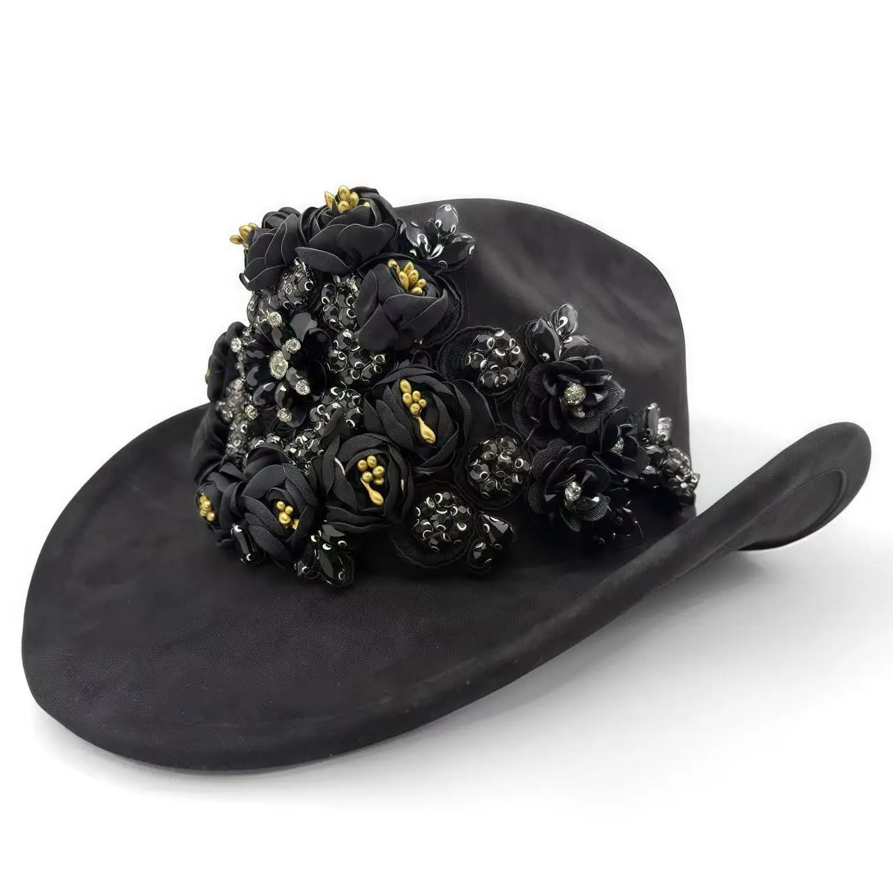 

HongLuan Glitter Costume Hat Adult & Cowboy Hats Rhinestone for Woman, Cowboy Cosplay Female Accessories & Cowgirl Cap