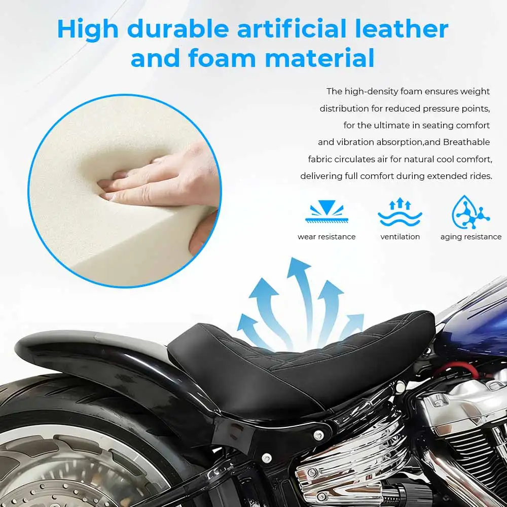 Motorcycle Black Driver Solo Seats For Harley Softail Fat Boy Breakout Street Bob Fat Bob Slim Low Rider Sports Glide 2018-Up