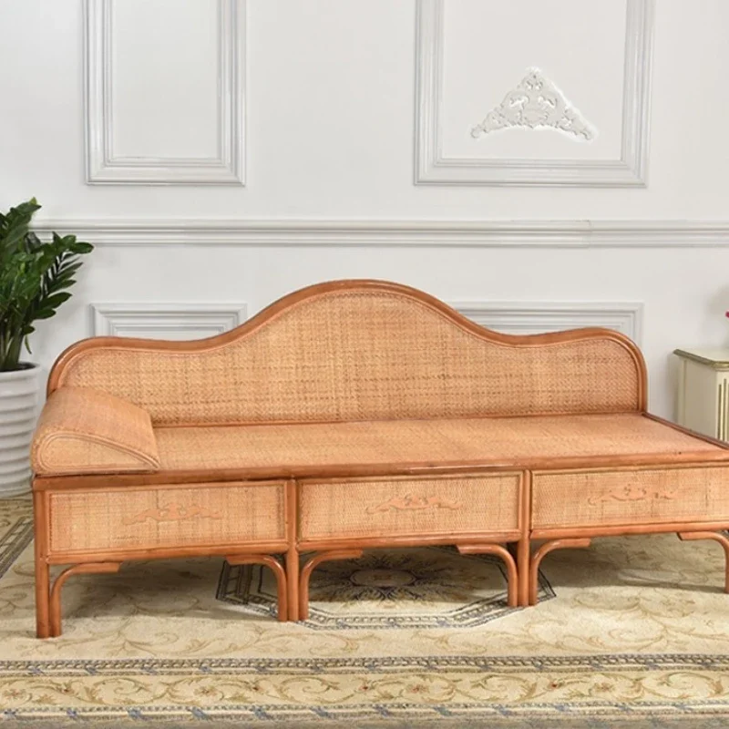 Natural rattan concubine chair, teng chair new Chinese living room rattan woven sofa