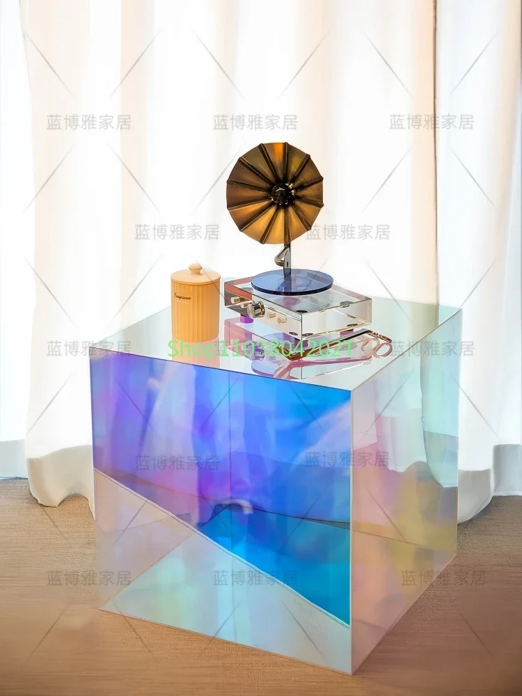 

Celebrity Colorful Coffee Table Bedside Table Blogger Same Photo Props Square Living Room Acrylic Minimalist Sofa Side Table