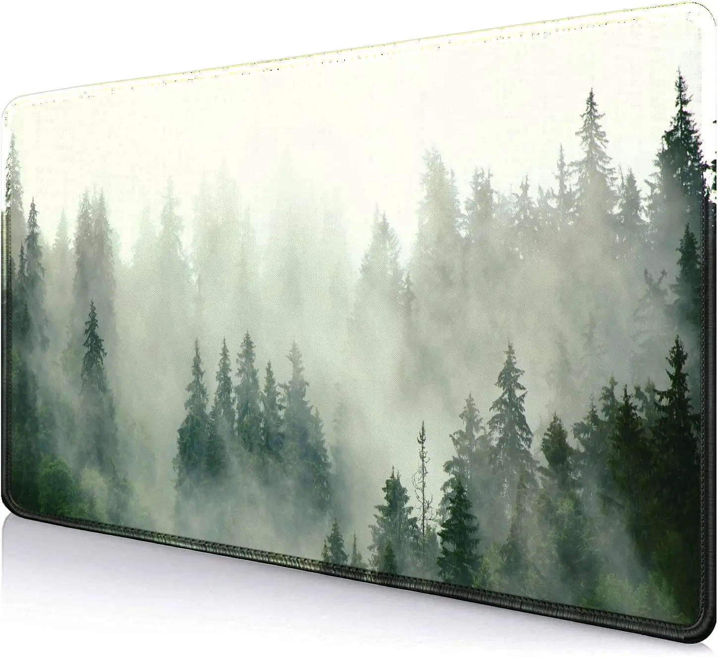 Gaming Large Mouse Pad for Desk 35.4 x 15.7  Big Size Green Misty Forest Mouse Pads Long Non-Slip Rubber Base Mousepad