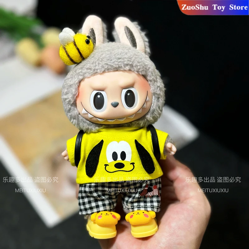 

Labubu Doll Clothes 15/17cm Baby Clothes Fashion Yellow Puppy Pudding Dog Set Kawaii V1 V2 V3 Doll Clothing Accessories No Dolls