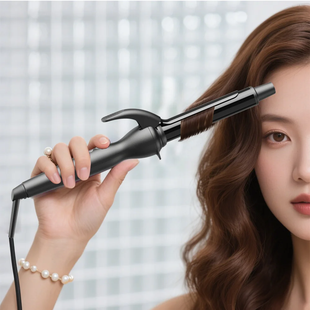 

US Plug 1.5 Inch Curling Iron Wand, Professional Ceramic Tourmaline for Beach Waves, Dual Voltage Auto Shut Off, Gift for Women