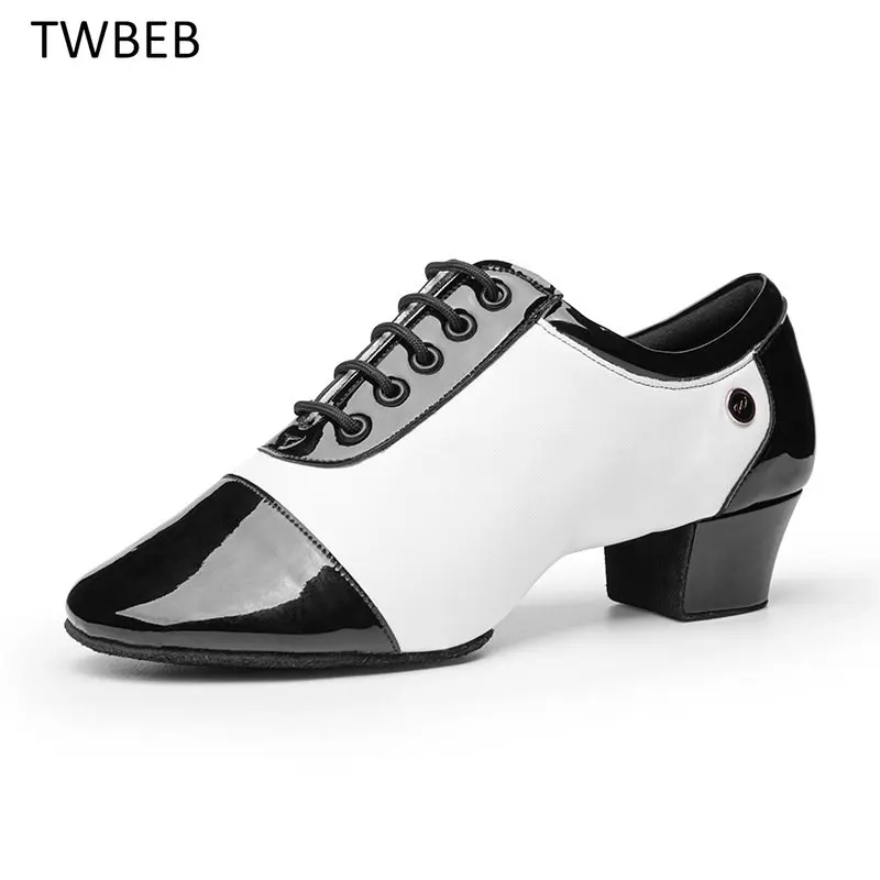 Sell Well New Style Men\'s Professional Dancing Shoe Indoor Modern Tango Ballroom Latin Black White Man Dance Shoes