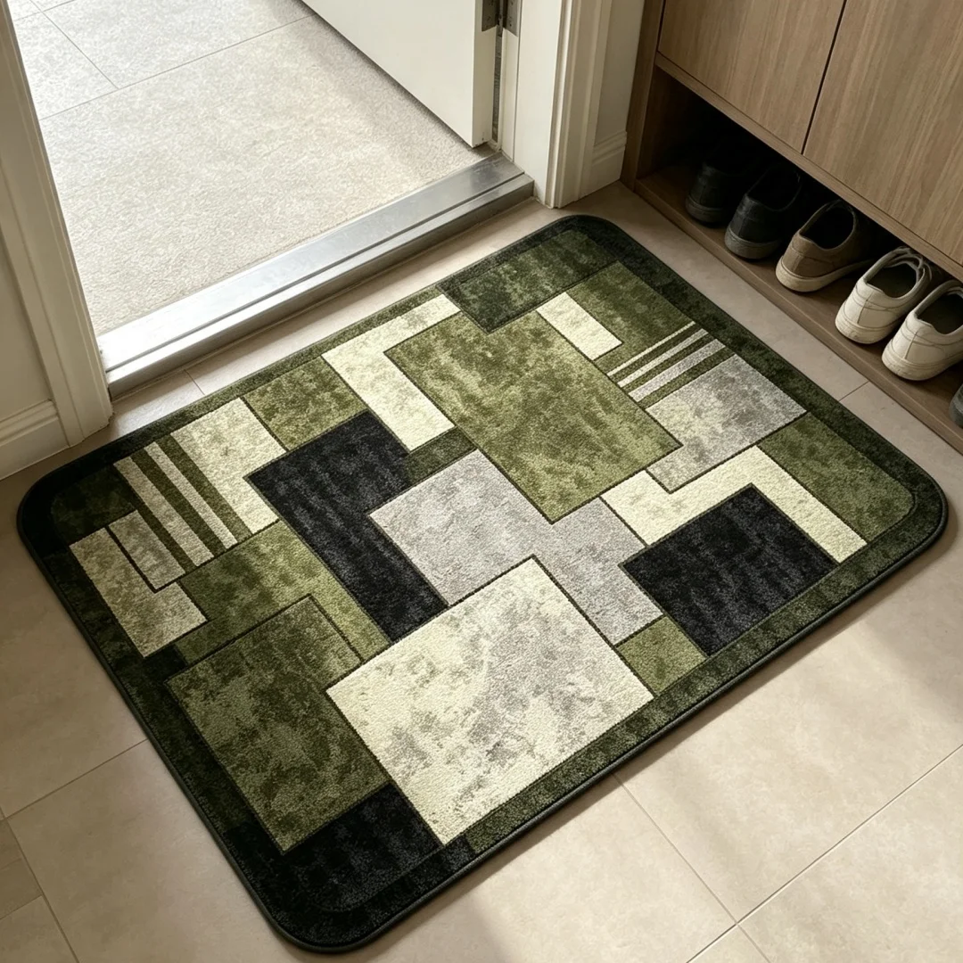 Modern Geometric Patchwork Door Mat Abstract Block Print Indoor Entrance Doormat Home Front Door Entryway Floor Decor Rug