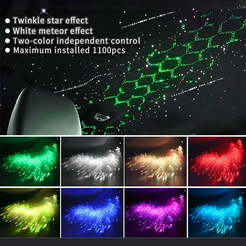 32W Twinkle Dual port Fiber Optic Star Ceiling Kit with RGB Meteor effect APP Car Roof stars Fiber Optic Starry Sky Car Ceiling