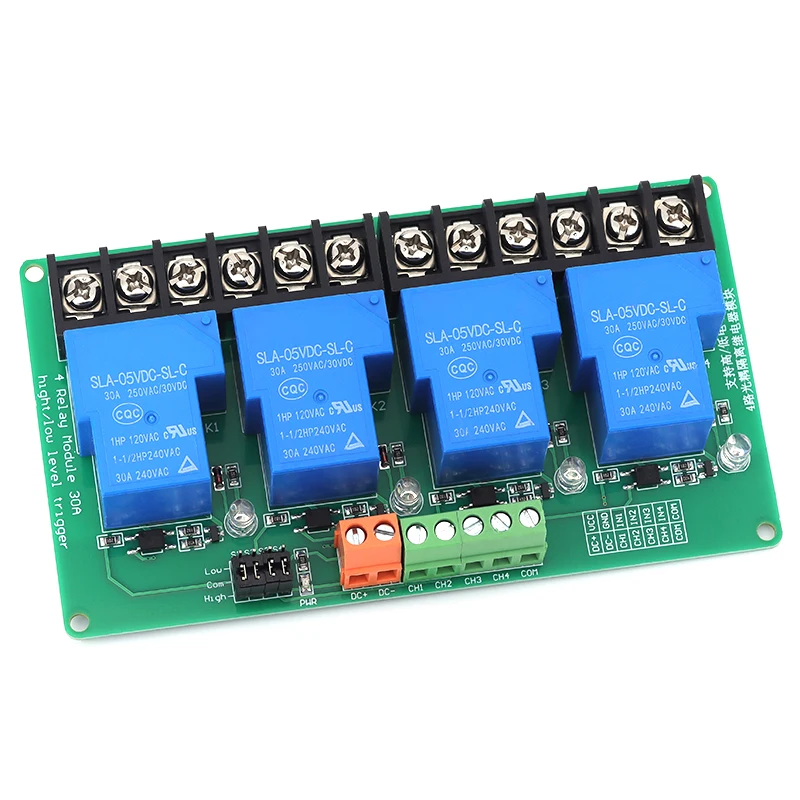 1/5/10Pcs High Power 4 Channel 30A Relay Module High and Low Level Triggering Module for Home PLC Intelligent Control