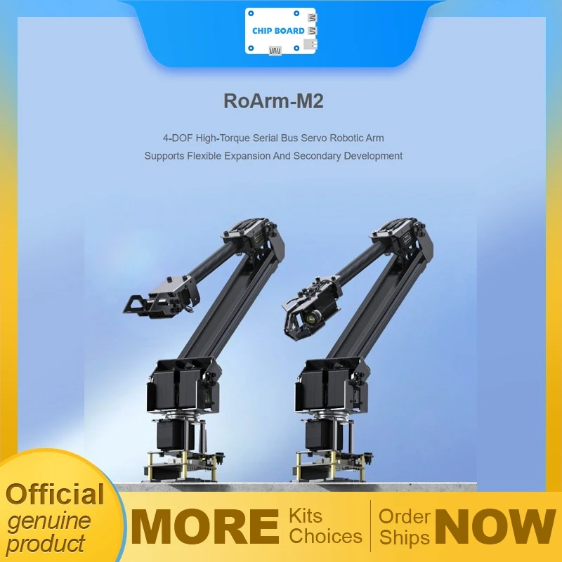 

Комплект роботизированных рычагов Waveshare RoArm-M2 с использованием сервоприводов ESP32 и высокой крутящей шины с вариантами расширения 4-DOF.
