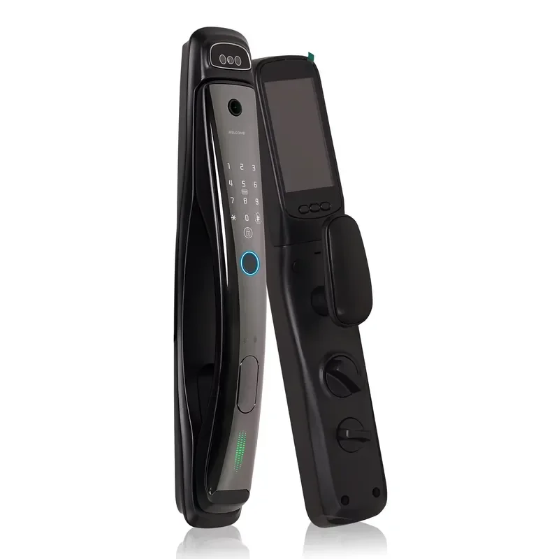2026 WiFi Smart Security Door Lock 3D Face Recognition 1MP Night Vision Wake-up Fingerprint IC Card Password