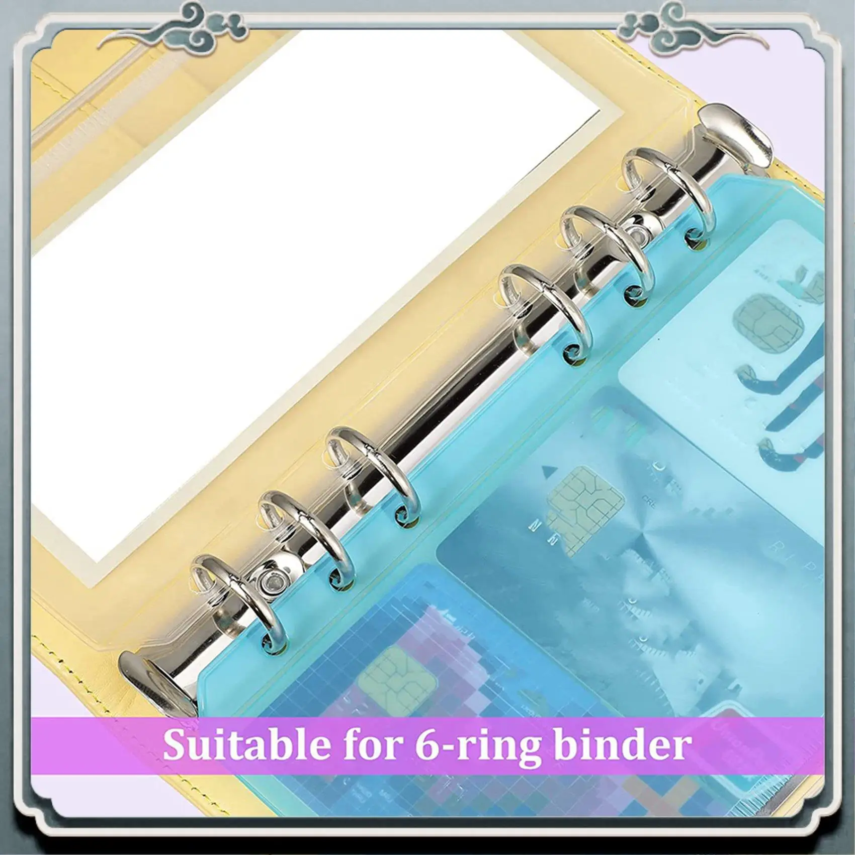 

ABIJ-28 шт. карманы для переплета, размер A6, 6 отверстий, папки на молнии, водонепроницаемые сумки из ПВХ с вкладышами для блокнота с 6 кольцами