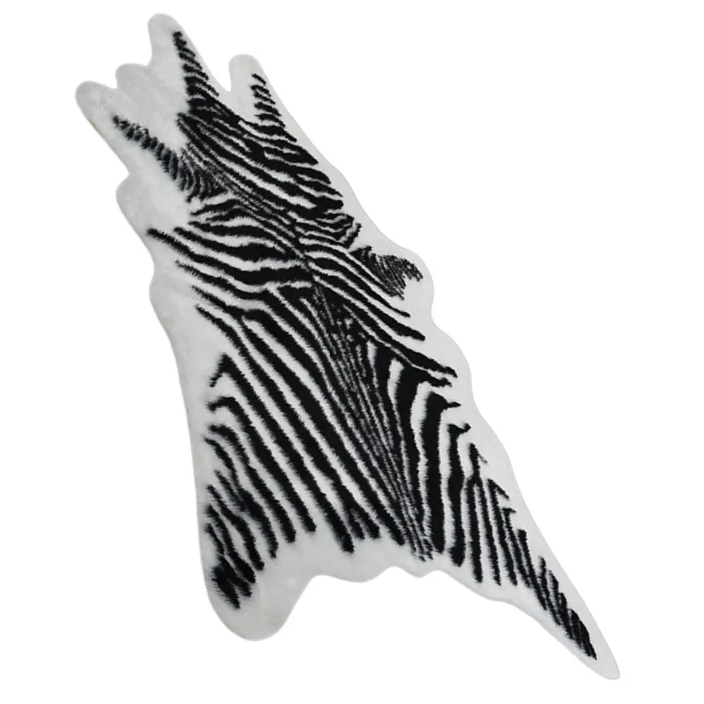 

Zebra Print Fluff Decorative Mat For Bathroom Kitchen Bedroom Non-Slip Area Rug Home Decor Supple Floor Cushion Washable