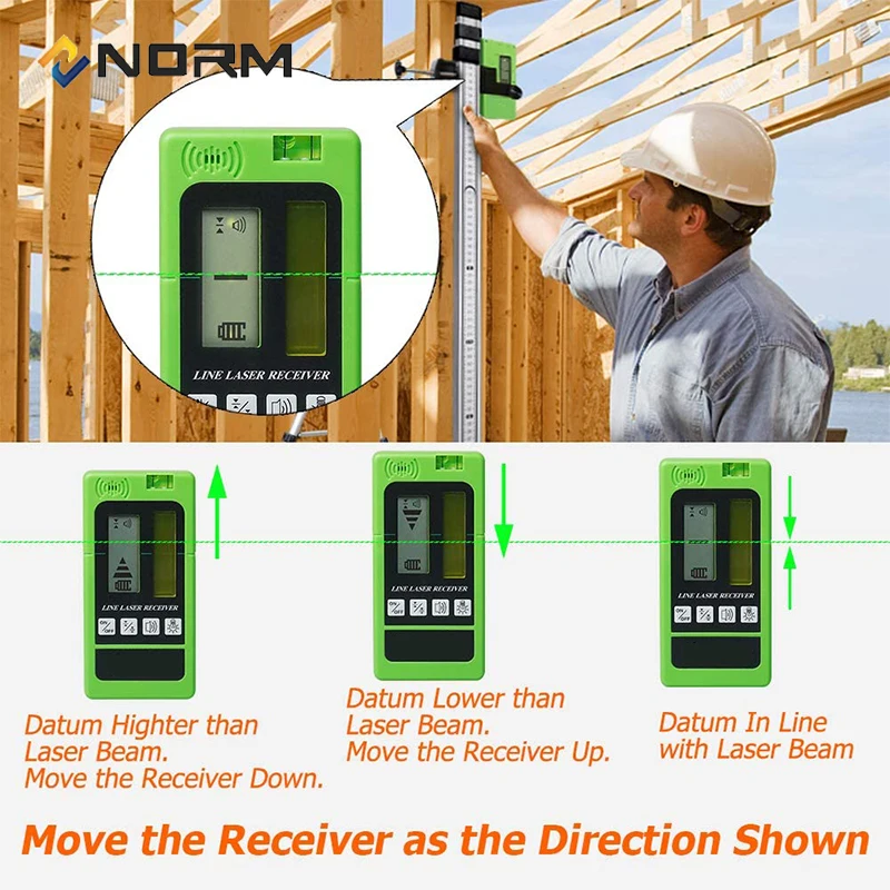 Laser Beam Receiver Level Receiver Detector With Pulsing Line LCD Display Receive For Outdoor Work