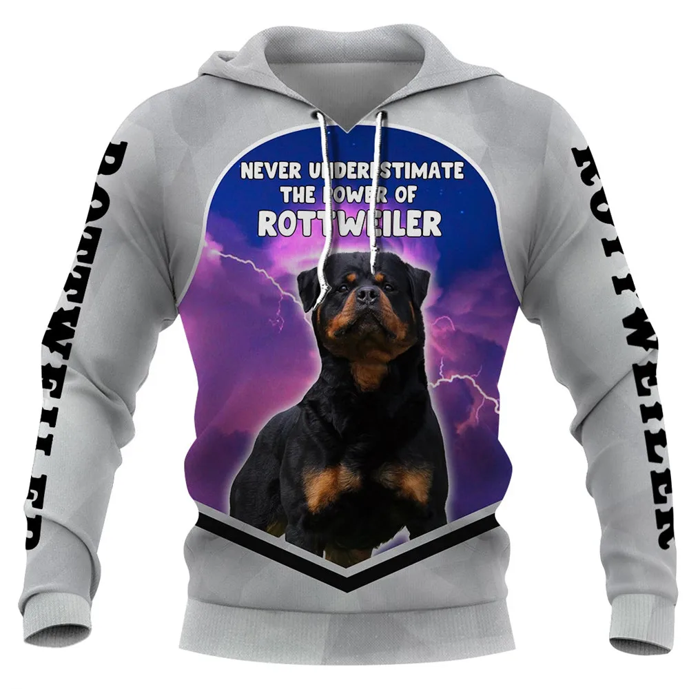 HX Animals Dog Hoodies 3D Graphic Purple Sky Rottweiler Hoodie Sweatshirts Pullovers Harajuku Streetwear Dropshipping